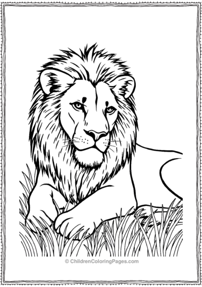 Lion-resting-in-grass Free PDF Printable