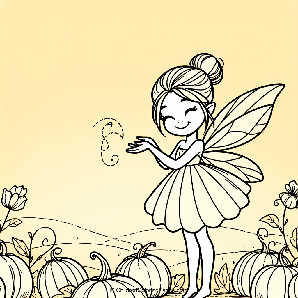 Pumpkin Patch Fairy Drawing 1