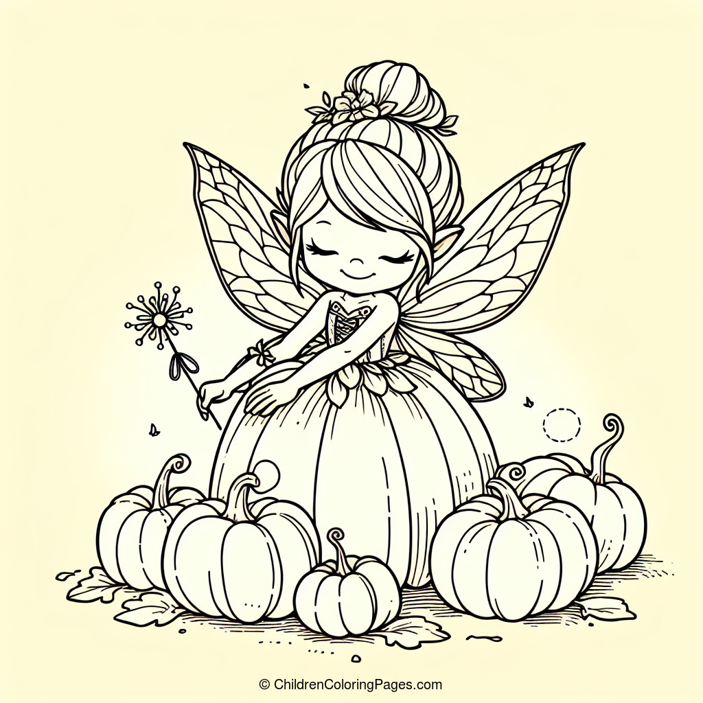 Pumpkin Patch Fairy Drawing