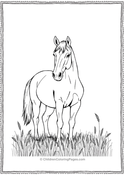 Realistic-horse-in-a-field Free PDF Printable