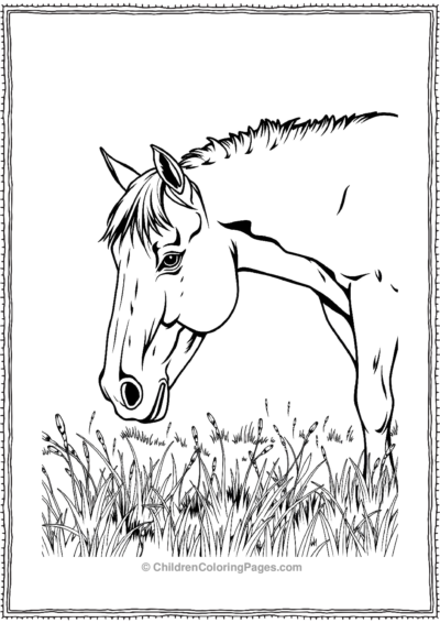 Realistic-horse-in-a-meadow Free PDF Printable