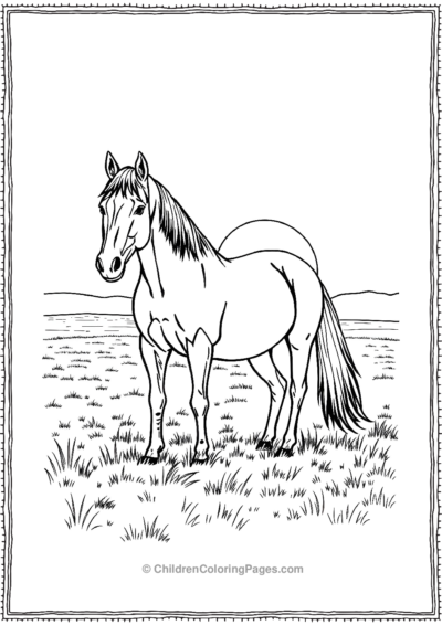 Realistic-horse-in-fields Free PDF Printable