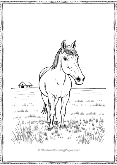 Realistic-horse-with-a-barn-behind Free PDF Printable