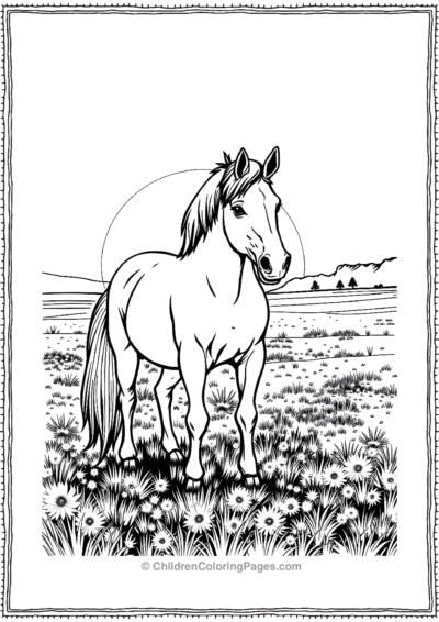 Realistic-horse-with-a-sunset Free PDF Printable