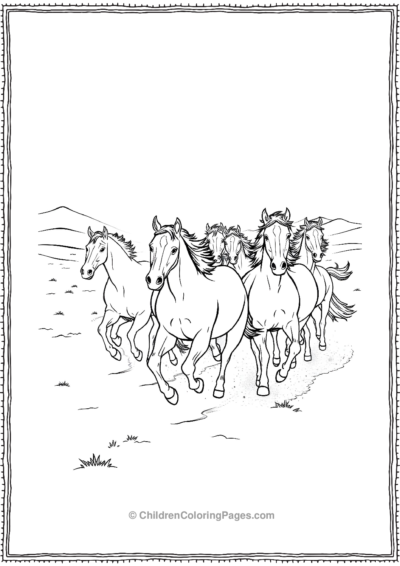 Realistic-horses-in-desert Free PDF Printable