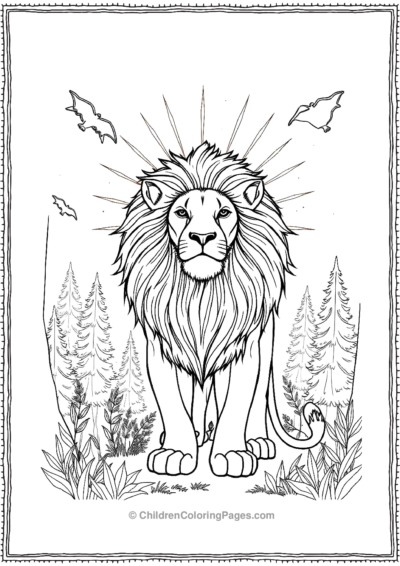 Realistic-lion-with-glowing-mane Free PDF Printable