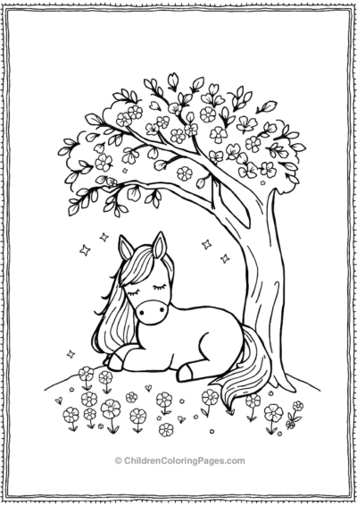 Sleeping-kawaii-horse Free PDF Printable