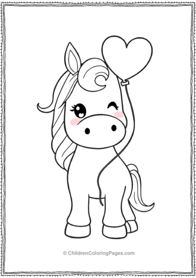 Winking-pony-with-heart-balloon Free PDF Printable