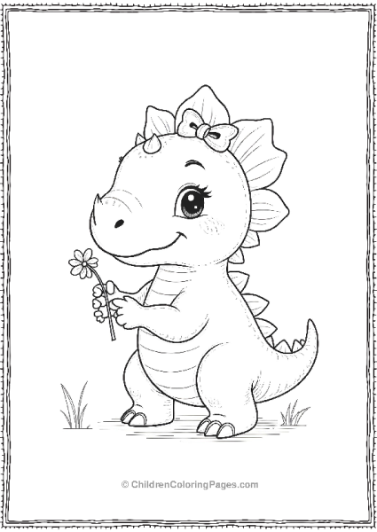 A Baby Ankylosaurus With A Bow On Its Head Holding Free PDF Printable