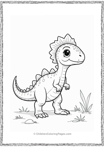 A Baby Dilophosaurus Exploring Its Surroundings Free PDF Printable