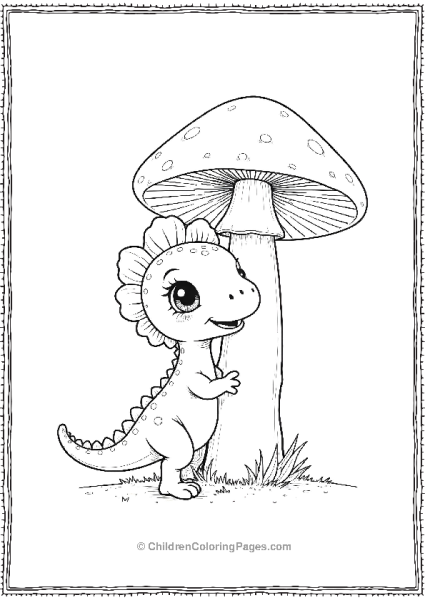 A Baby Dilophosaurus Hugging A Giant Mushroom Free PDF Printable