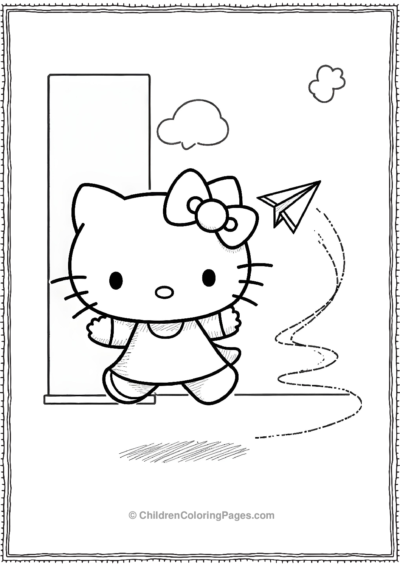 A-Basic-Hello-Kitty-Flying-A-Paper-Airplane Free PDF Printable