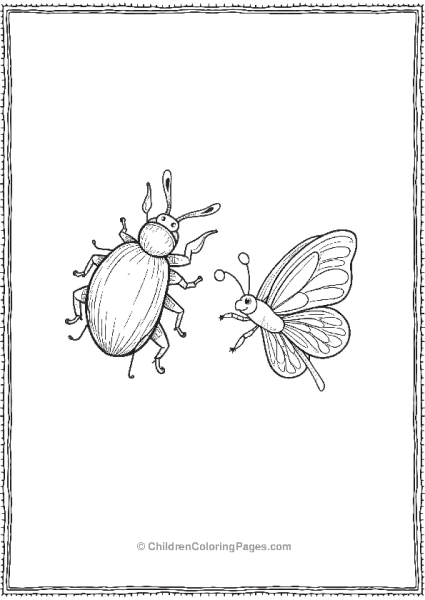 A Beetle And A Butterfly Flying Side By Side Free PDF Printable