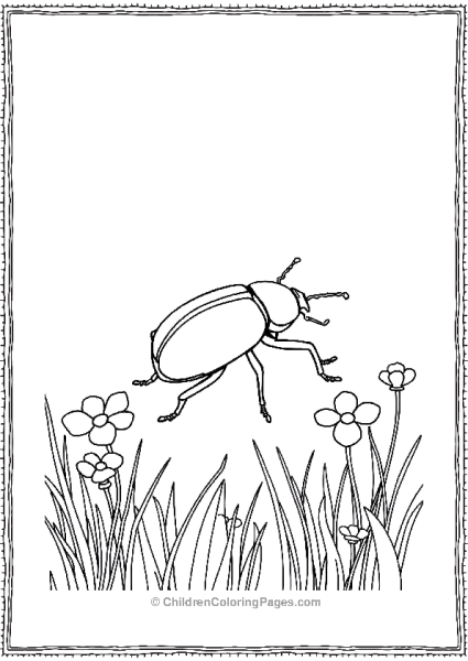 A Beetle In A Meadow With Minimal Flower And Grass Free PDF Printable