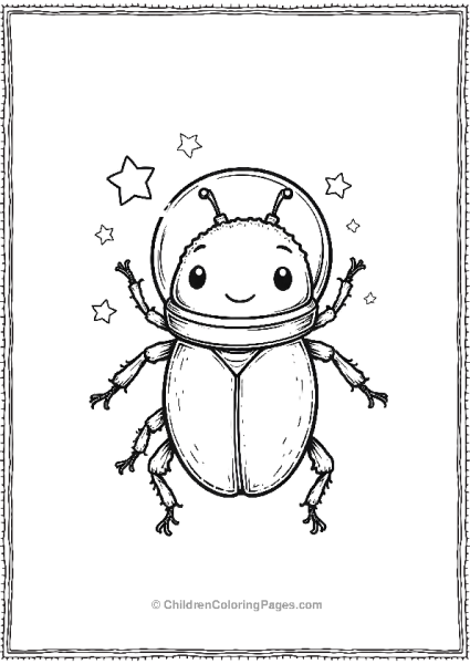 A Beetle In A Tiny Astronaut Helmet With Simple Stars Free PDF Printable