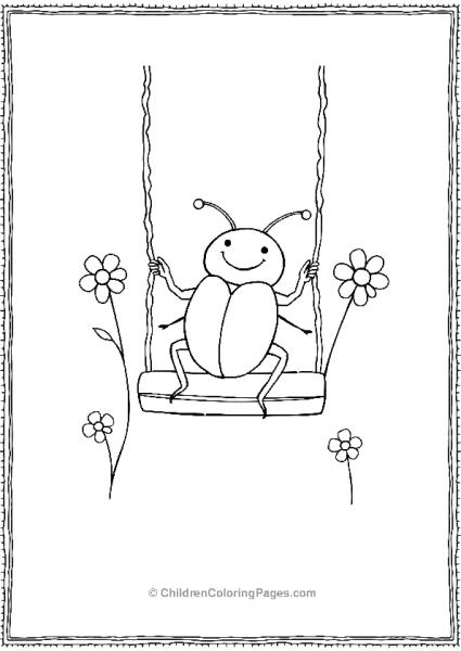 A Beetle On A Swing Smiling With Simple Flowers Free PDF Printable