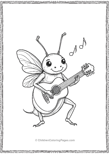 A Beetle Playing A Tiny Guitar With Music Notes Free PDF Printable