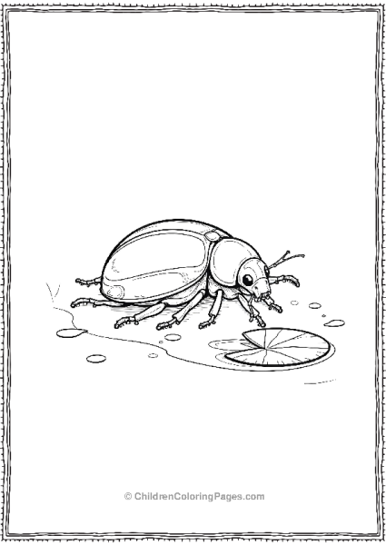 A Beetle Resting Near A Small Puddle With Simple Leaves Free PDF Printable