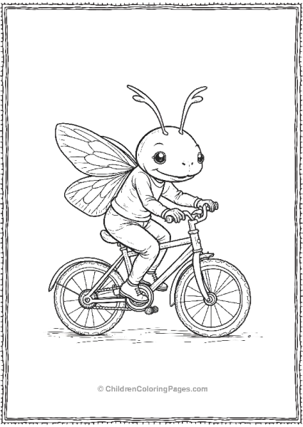 A Beetle Riding A Tiny Bicycle With Simple Lines Free PDF Printable