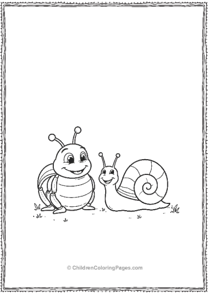 A Beetle Sitting Next To A Snail Both Smiling Free PDF Printable