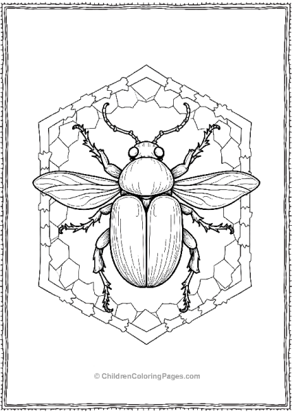 A Beetle Surrounded By Repeating Hexagonal Shapes Free PDF Printable