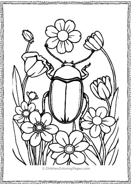 A Beetle Surrounded By Spring Flowers In Bloom Free PDF Printable