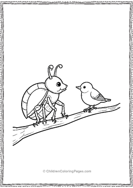 A Beetle Talking To A Small Bird On A Branch Free PDF Printable