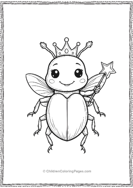 A Beetle Wearing A Princess Crown And Holding A Tiara Free PDF Printable