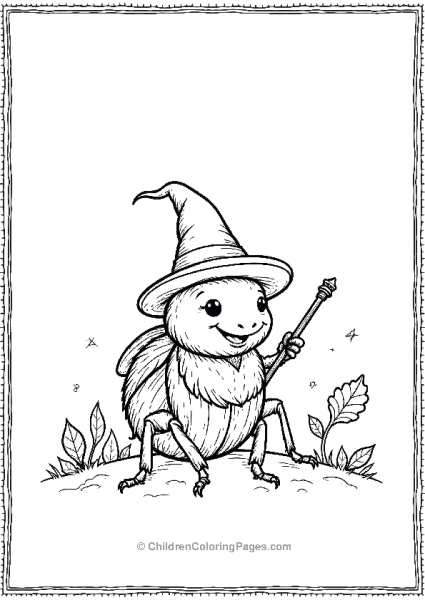 A Beetle With A Tiny Wizard Hat And Wand Sitting In A Free PDF Printable