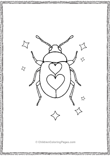 A Beetle With Heart Shapes On Its Shell Surrounded Free PDF Printable