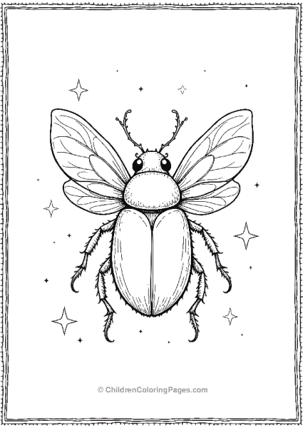 A Beetle With Tiny Fantasy Fairy Wings Surrounded By Flowers Free PDF Printable