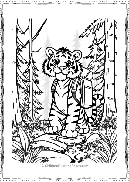 A CARTOON Tiger Hiking With A Backpack Free PDF Printable