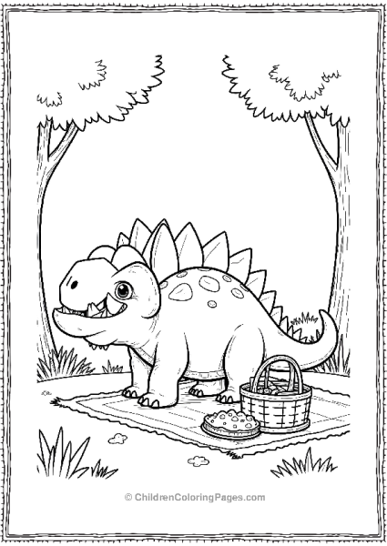 A Cartoon Ankylosaurus Enjoying A Day At The Park Free PDF Printable