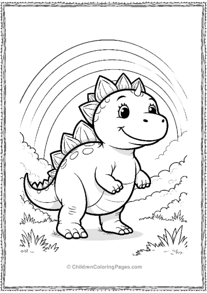 A Cartoon Ankylosaurus Smiling With A Rainbow In Its Mouth Free PDF Printable