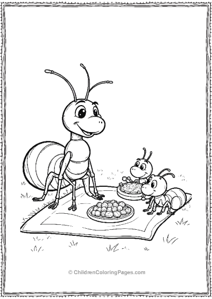 A Cartoon Ant Family Having A Picnic Free PDF Printable