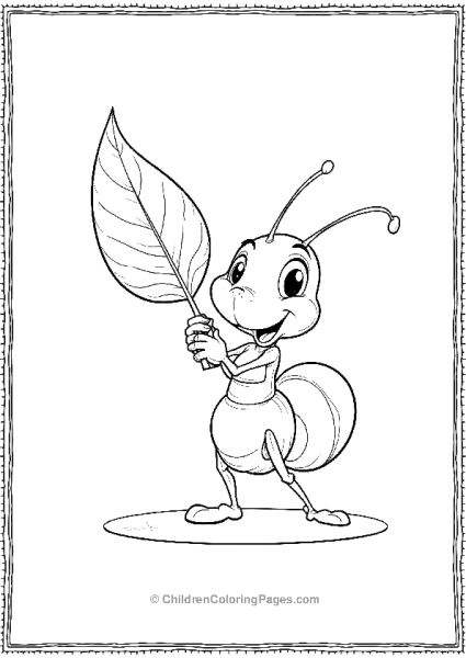 A Cartoon Ant Lifting A Big Leaf With A Funny Expression Free PDF Printable