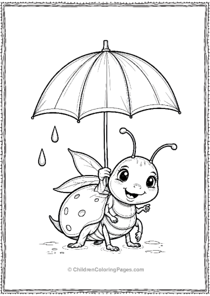 A Cartoon Beetle Holding A Tiny Umbrella Smiling Free PDF Printable