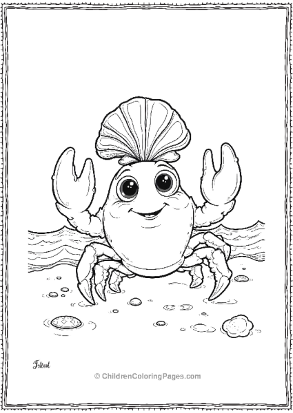 A Cartoon Crab Balancing A Seashell On Its Head Free PDF Printable