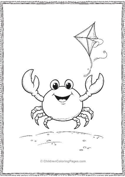 A Cartoon Crab Flying A Kite With A Big Grin Free PDF Printable