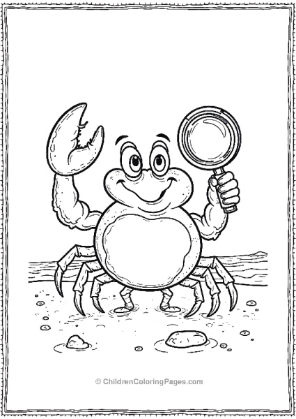 A Cartoon Crab Holding A Magnifying Glass Searching Free PDF Printable