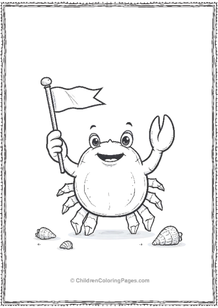 A Cartoon Crab Holding A Small Flag With A Big Smile Free PDF Printable