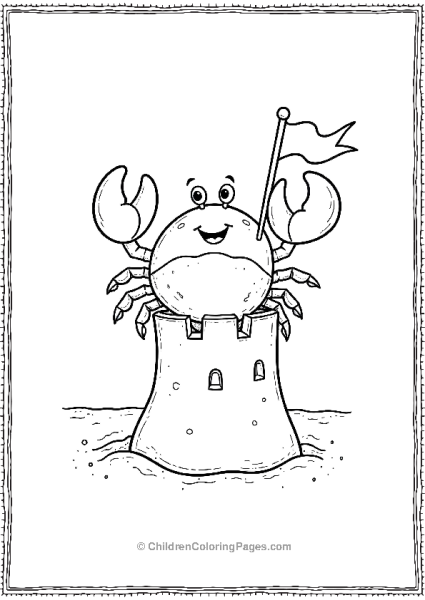 A Cartoon Crab Jumping Out Of A Sandcastle Scaled Free PDF Printable