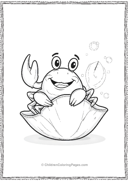 A Cartoon Crab Peeking Out From Behind A Large Shell Free PDF Printable