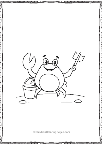 A Cartoon Crab Smiling And Waving With A Bucket Free PDF Printable