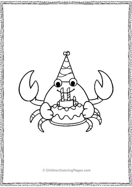 A Cartoon Crab Wearing A Party Hat Free PDF Printable