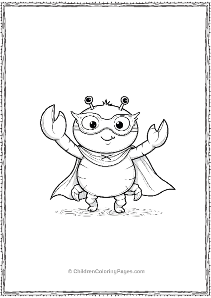 A Cartoon Crab Wearing A Tiny Cape And Mask Pretending Free PDF Printable