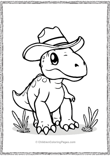 A Cartoon Dilophosaurus Wearing A Cowboy Hat Free PDF Printable