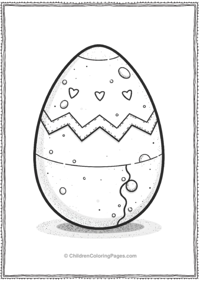 A-Cartoon-Dinosaur-Egg-With-Zigzag-Patterns Free PDF Printable