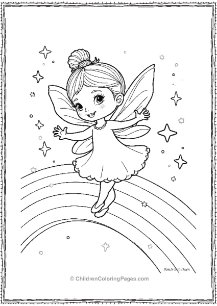 A Cartoon Fairy Flying Over A Rainbow With Sparkle Free PDF Printable