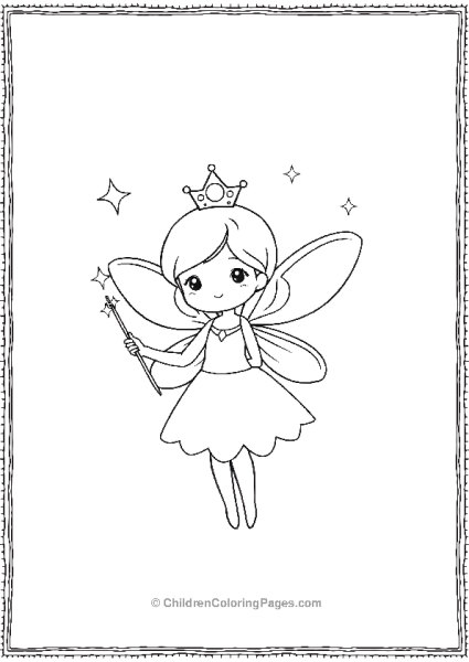 A Cartoon Fairy Wearing A Tiny Crown And Holding A Wand Free PDF Printable